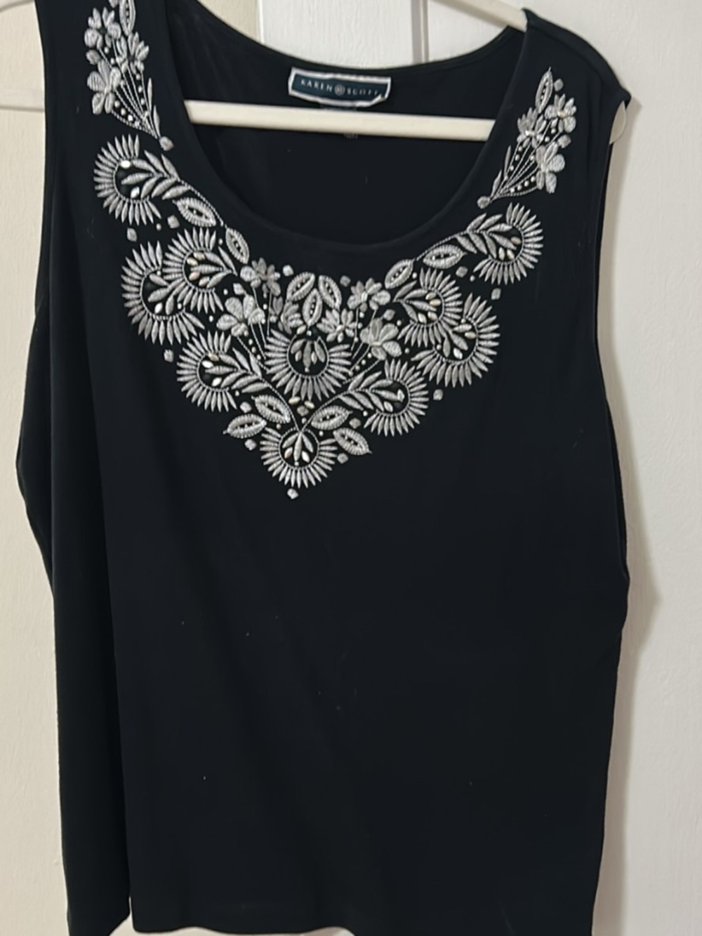 Karen Scott Embroidered Tank Top XL